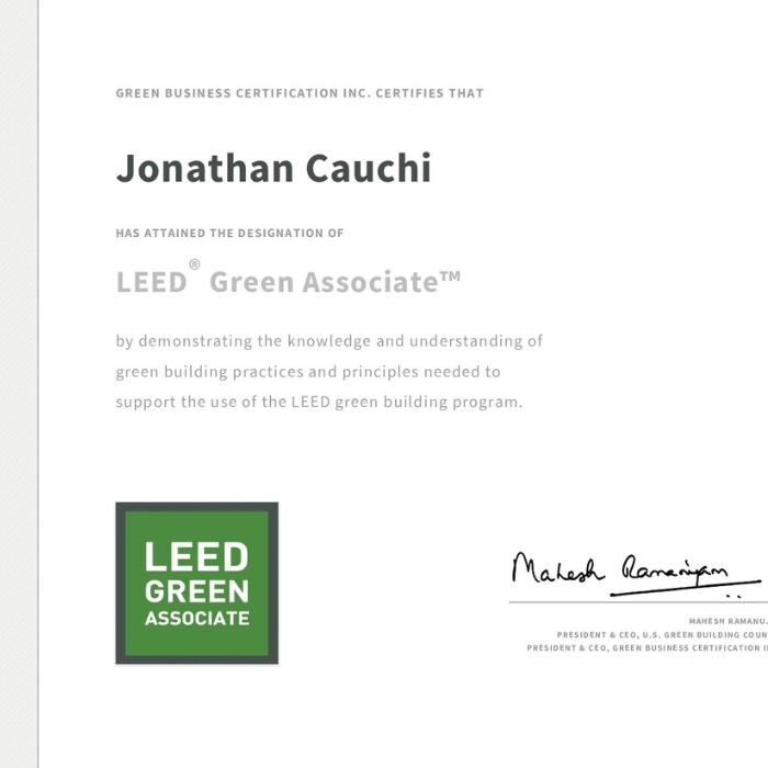 Jonathan Cauchi LEED credential